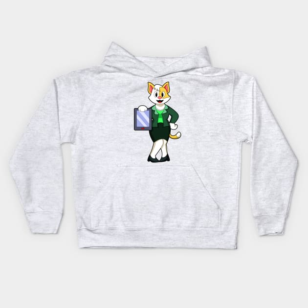 Cat as Secretary with Blouse & Skirt Kids Hoodie by Markus Schnabel
